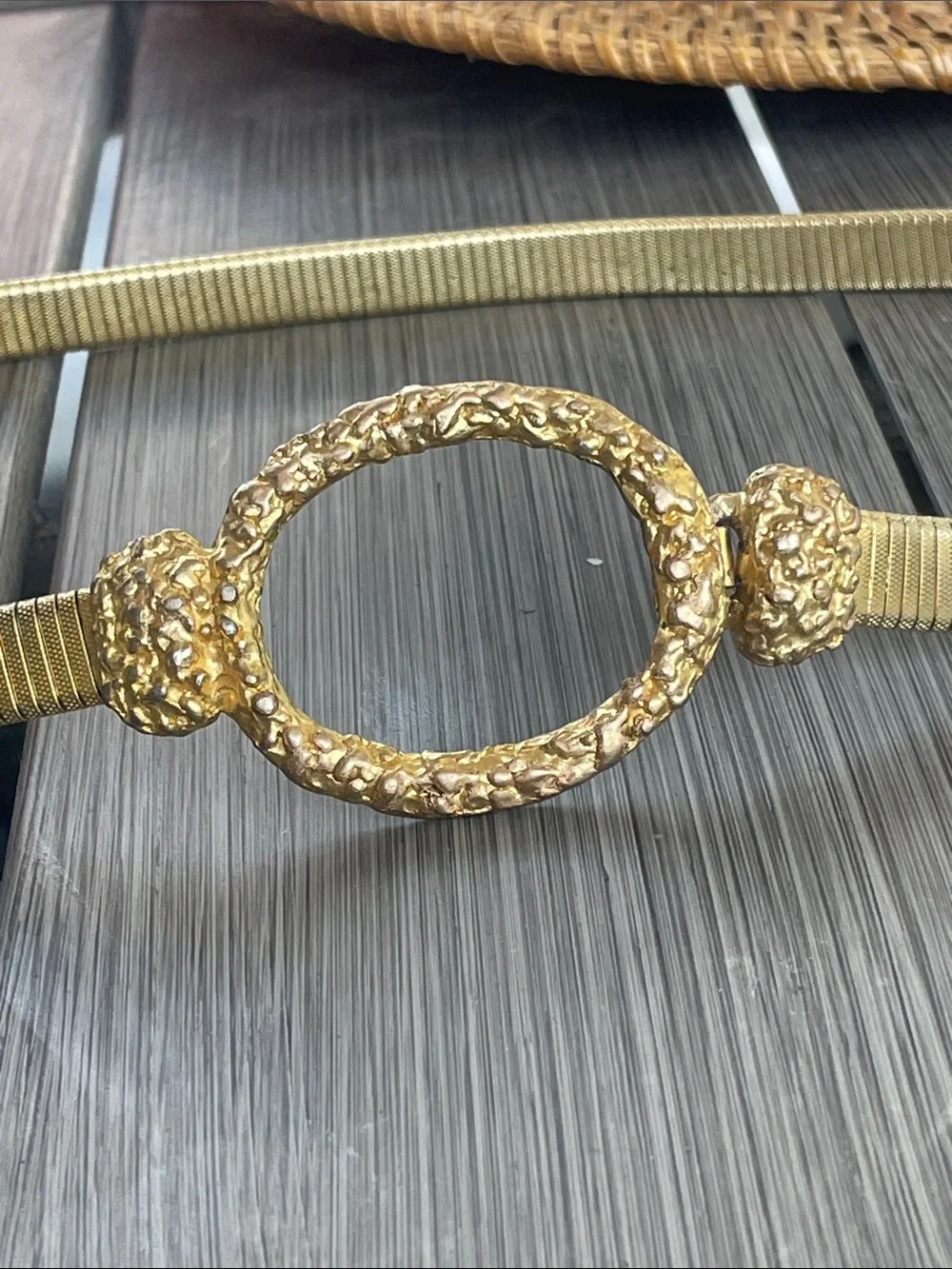 Gold Women's Decorative Oval Buckle Belt - Brand Unspecified